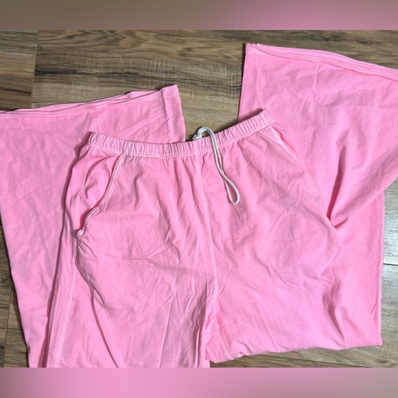 Free People 2 piece set pink lemonade top wide leg pants M NWT - Picture 4 of 5